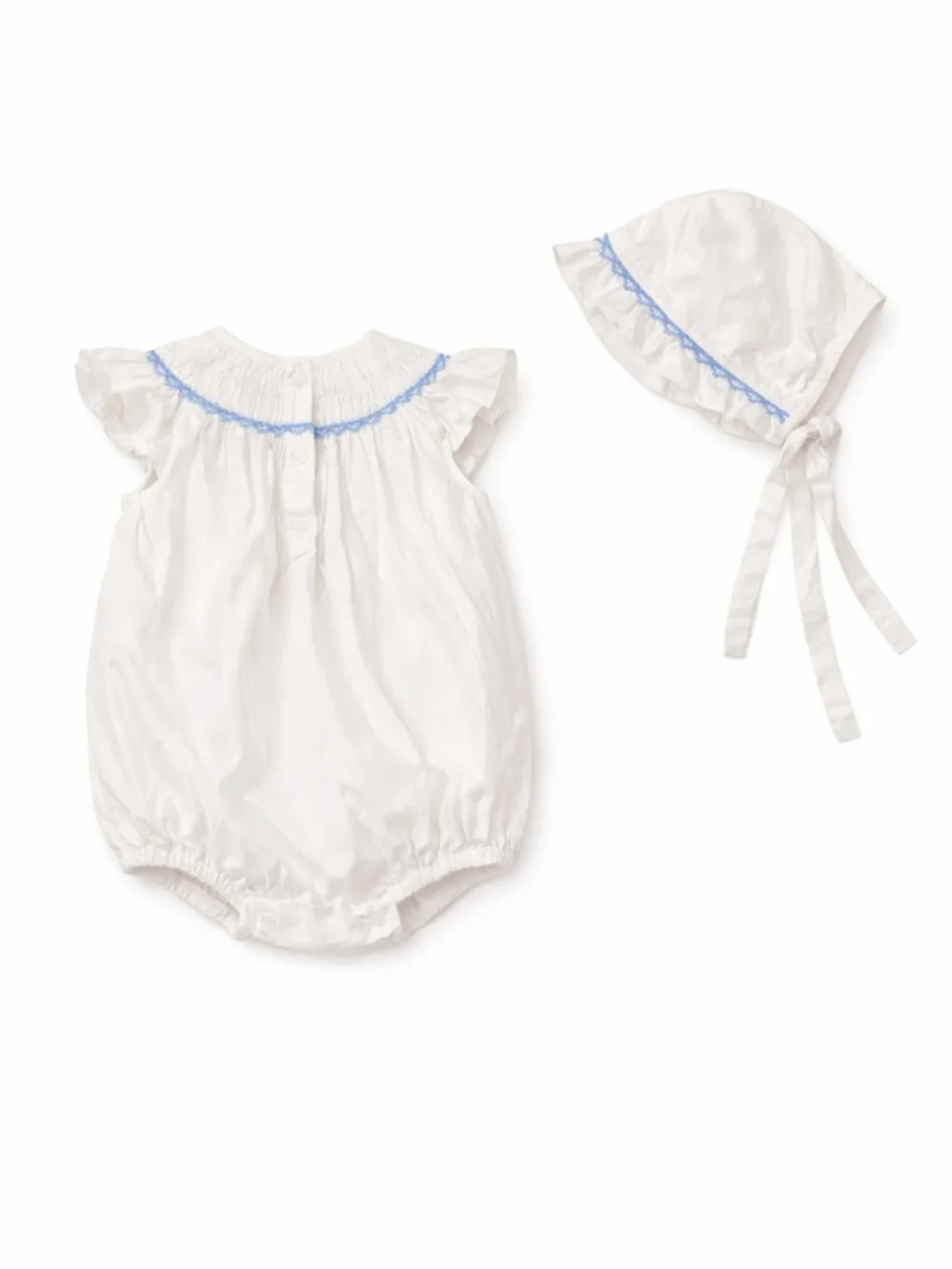 Vintage Rare Fantaisie Bébé Smocked Sailboat Bubble Romper & Bonnet Set 12M